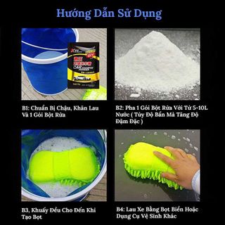 (DIY) Túi bột rửa xe ô tô không chạm Shampoo Powder 5gram pha với 5 lít nước