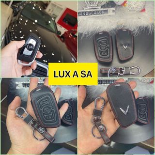 Bao da 3D bảo vệ chìa khóa xe Vinfast LUX SA 2.0, LUX A 2.0 kèm móc đeo Inox - bao da chìa khoá ô tô Fadil giá sỉ