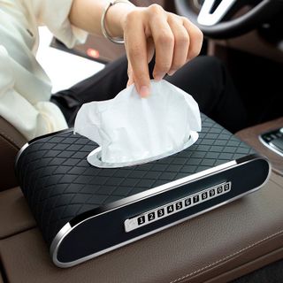 (3in1) Hộp đựng khăn giấy tặng kèm đồng hồ và dãy ghi số điện thoại đặt taplo sang trọng và lịch sự