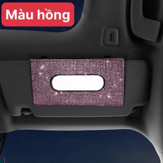 Túi/ví đựng khăn giấy tiện ích kẹp treo gương trên xe ô tô - hộp khăn giấy đính đá cao cấp - Mộc Lan Phụ Kiện Xế Yêu