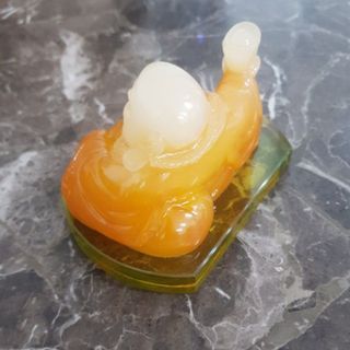 Tượng phật Di Lặc Ngọc xanh - Ngọc vàng may mắn trang trí phong thủy trong nhà và taplo ô tô - tượng ngọc bích