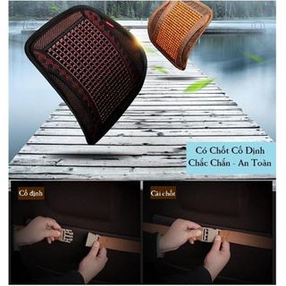 Tựa lưng lưới đan hạt gỗ cho ghế ô tô và văn phòng có tác dụng massage lưng chống ê mỏi kéo dài - làm việc thoải mái