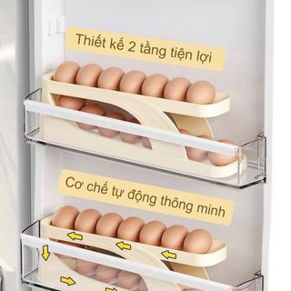 Khay đựng trứng lăn tự động 2 tầng