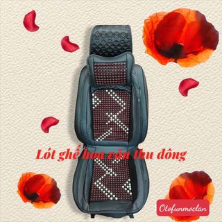 Combo 2 Bộ áo lót ghế hạt gỗ chiphong hoa văn có hạt gỗ chống nóng lưng và đệm - kèm gối massage