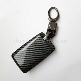 Ốp bọc chìa khóa xe Mazda 3 2020 vân Carbon kèm móc đeo INOX - tặng móc khóa thất lạc