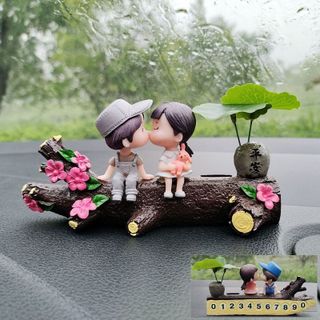 Bảng ghi số điện thoại khi dừng đỗ xe hình thân cây Mix đôi tình nhân mini trang trí taplo
