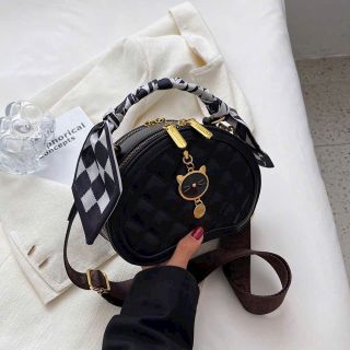 Túi xách nữ đeo chéo túi cốp tròn túi khoá mèo trần trám túi quai xách mèo
