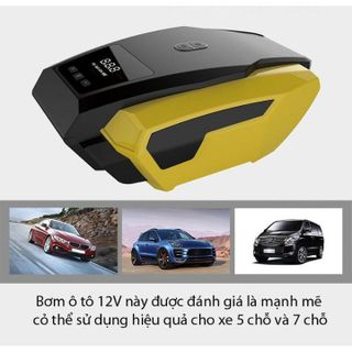 Bơm ô tô khẩn cấp PORTABLE AIR COMPRESSOR ATJ-1166S công suất cao 150PSI 12V + đồng hồ đo áp suất lốp và đèn pin led lớn