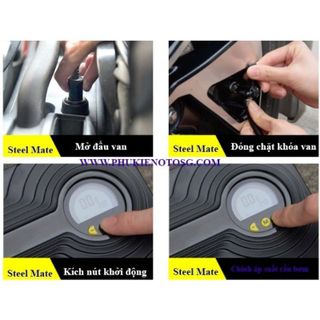 Bơm điện tử STELL MATE nhỏ gọn phù hợp bơm ô tô và xe máy - bơm lốp ô tô loại siêu tốt