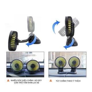 (hàng mới về) Quạt Đôi Mini Làm Mát Ô Tô Xoay 360 Độ Dùng Điện 12V-24V Cho Mọi Dòng Xe Hơi - Mộc Lan Phụ Kiện Xế Yêu