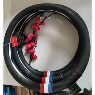 Bọc vô lăng da cao cấp có may cờ pháp - Bọc vô lăng d-cut cờ pháp size 38 phù hợp mọi loại xe ô tô