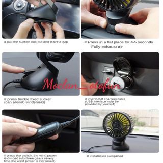 (hàng mới về) Quạt Đôi Mini Làm Mát Ô Tô Xoay 360 Độ Dùng Điện 12V-24V Cho Mọi Dòng Xe Hơi - Mộc Lan Phụ Kiện Xế Yêu