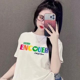 Áo thun nữ tay ngắn cổ tròn thun cotton co giãn in chữ 7 sắc cầu vồng form ôm vừa người nhiều màu bán chạy giá rẻ