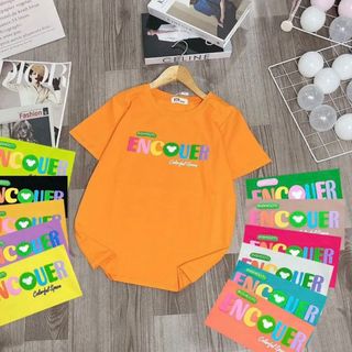 Áo thun nữ tay ngắn cổ tròn thun cotton co giãn in chữ 7 sắc cầu vồng form ôm vừa người nhiều màu bán chạy giá rẻ
