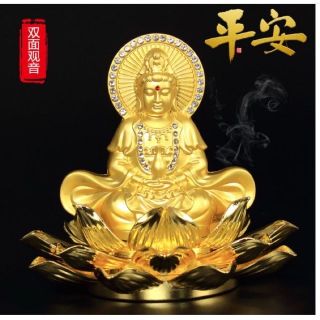 Tượng phật bà quan âm ngồi thiền 2 mặt chất liệu gang cao cấp tặng kèm miếng lót