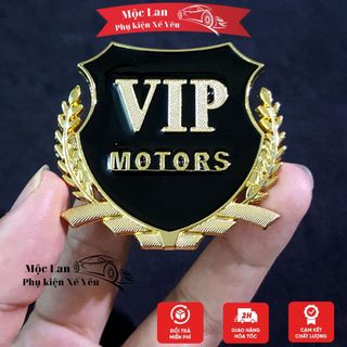 Bộ 2 miếng dán logo kim loại chữ VIP MOTOR bông lúa - trang trí ô tô và nhiều logo hãng khác giá sỉ