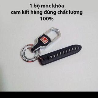 Combo quà tặng móc khoá ô tô kèm thẻ ghi số điện thoại tránh thất lạc