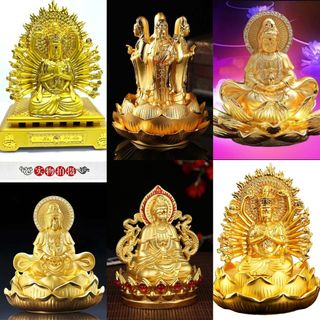 Tượng Phật bà nghìn tay mạ vàng - tượng phong thủy đặt taplo ô tô trang trí