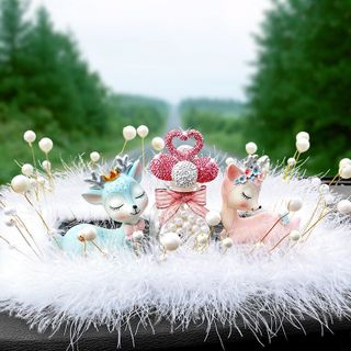 Set hươu Trang trí taplo - hươu bố mẹ và hươu con sang trọng đáng yêu, sinh động cho xế yêu
