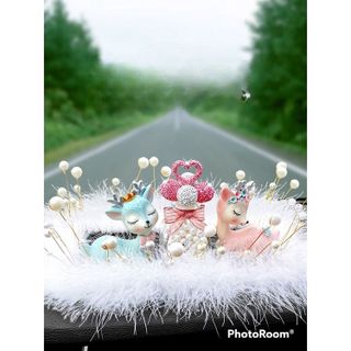 Set hươu Trang trí taplo - hươu bố mẹ và hươu con sang trọng đáng yêu, sinh động cho xế yêu