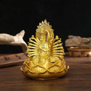 Tượng Phật bà nghìn tay mạ vàng - tượng phong thủy đặt taplo ô tô trang trí