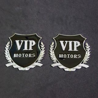 Bộ 2 miếng dán logo kim loại chữ VIP MOTOR bông lúa - trang trí ô tô và nhiều logo hãng khác