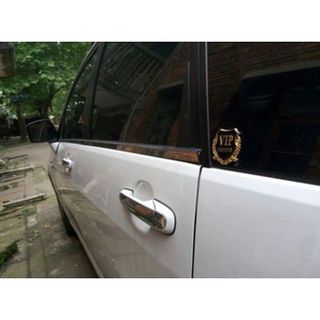 Bộ 2 miếng dán logo kim loại chữ VIP MOTOR bông lúa - trang trí ô tô và nhiều logo hãng khác