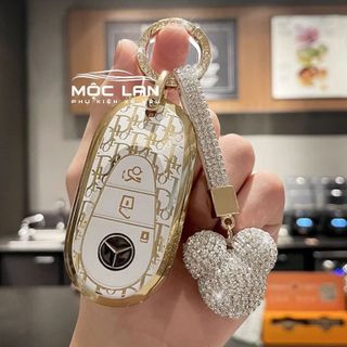 Ốp chìa khóa DIOR vàng a các dòng xe Mercedes mẫu mới: C300 2022,2023,...chất liệu TPU mềm dẻo ôm chặt ốp khóa