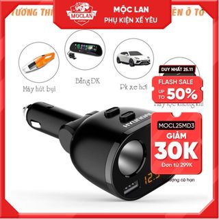Tẩu sạc ô tô Hyundai HY16 HY-16 QC3.0 Có đèn led báo hiệu điện áp - Bảo hành 12 tháng - Mộc Lan Phụ Kiện Xế Yêu