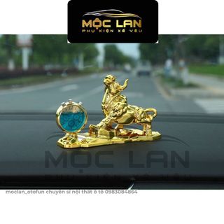 Tượng Trâu vàng phong thủy để xe ô tô - Biểu tượng của may mắn, tài lộc tặng kèm nước hoa ô tô giá sỉ