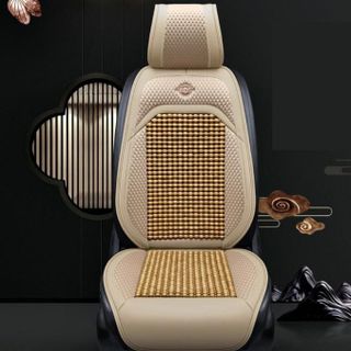 (giá sỉ) 2 Bộ áo ghế hạt gỗ libaiwang cao cấp - lót ghế da mới có hạt gỗ massage - hàng mới đông xuân 2022