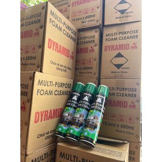 Chai xịt vệ sinh nội thất ghế da - Xịt bọt đa năng vệ sinh ghế da nội thất màu xanh Dyramid 650ml