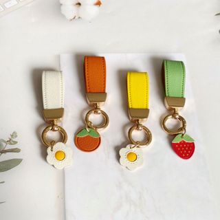 Móc khoá dây da nhiều màu mix hoa quả cao cấp treo chìa khóa ô tô xe máy,túi xách...