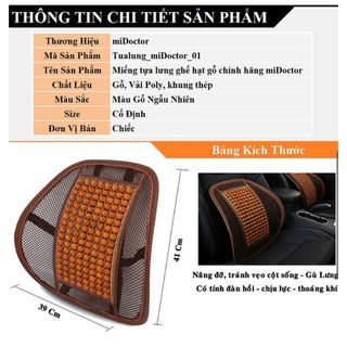 Tựa lưng chống mỏi hạt gỗ cao cấp cho ghế ô tô và văn phòng chống mỏi lưng