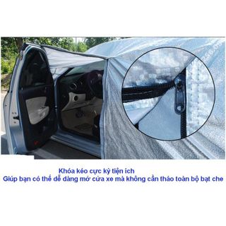 Bạt trùm xe ô tô BẠT CHE OTO KIA MORNING SLX, SPARK, MATIZ SE mặt phủ nhôm bạc phản quang Size 2M