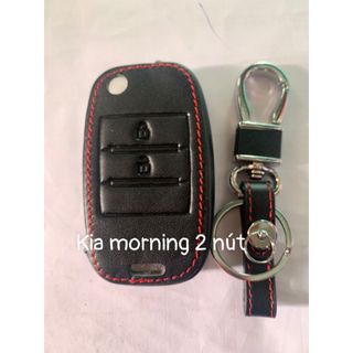 (KIA) Bao da chìa khóa xe Kia Morning, K3, Rio bản chìa gập- kèm móc khóa