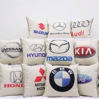 Gối tựa lưng liền chăn 2 in 1 - gối tựa lưng xe ô tô có in logo các hãng