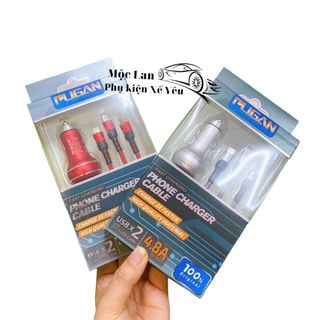 Tẩu sạc puga 4.8A - tẩu sạc tặng kèm dây trên xe ô tô hàng chất lượng - sạc nhanh