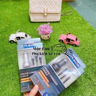 Tẩu sạc puga 4.8A - tẩu sạc tặng kèm dây trên xe ô tô hàng chất lượng - sạc nhanh
