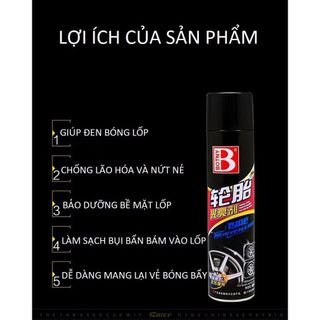 BÌNH XỊT BÓNG LỐP ô tô xe máy phục hồi nhựa nhám chính hãng BOTNY B-1107 dung tích 650ml dạng bọt chất lượng tốt