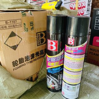 BÌNH XỊT BÓNG LỐP ô tô xe máy phục hồi nhựa nhám chính hãng BOTNY B-1107 dung tích 650ml dạng bọt chất lượng tốt