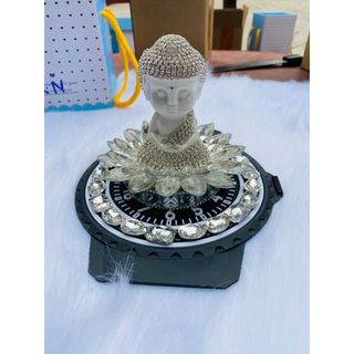 TƯỢNG PHẬT TỌA ĐÀI SEN ĐÍNH ĐÁ PHA LÊ CAO CẤP SANG TRỌNG -Tượng Phật Thích Ca Đính Đá Lông Thỏ Sang Trọng Trang Trí Ô Tô