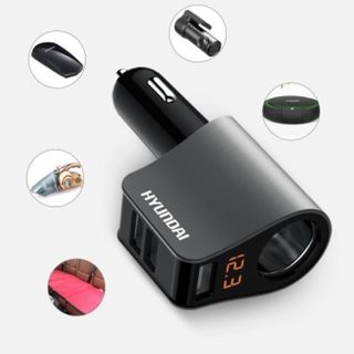 Tẩu sạc hyundai 3 cổng USB có màn hình hiển thị điện áp và một lỗ tẩu HY-10 HY10