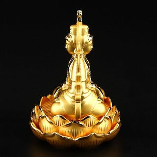 Tượng Phật Bà Quan Thế Âm Bồ Tát hai mặt tọa đài sen vàng đính đá cao cấp trang trí Taplo Ô Tô Xe Hơi mạ vàng