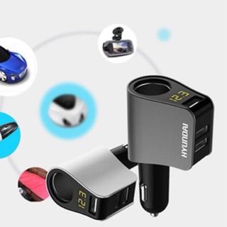 Tẩu sạc hyundai 3 cổng USB có màn hình hiển thị điện áp và một lỗ tẩu HY-10 HY10
