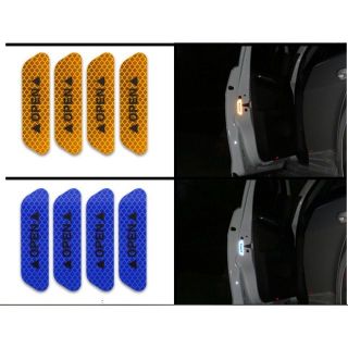 Bộ tem decal 4 miếng open dán cánh cửa xe cảnh báo va chạm - miếng dán open phản quang ở cánh cửa ô tô