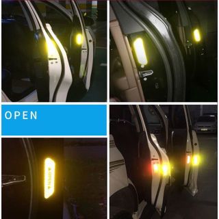Bộ tem decal 4 miếng open dán cánh cửa xe cảnh báo va chạm - miếng dán open phản quang ở cánh cửa ô tô