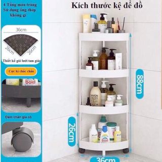 Kệ Để Đồ Nhà Tắm, Kệ Đựng Đồ Vệ Sinh Cao Cấp, Kệ Nhà Vệ Sinh Để Góc Tường Có Bánh Xe Đa Năng 4 Tầng/Có sỉ