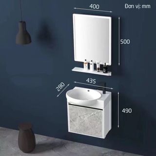 Bộ tủ lavabo treo tường mini bằng nhôm cứng cáp phù hợp nhà vệ sinh nhỏ model T05N