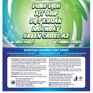 DUNG DỊCH NƯỚC XỊT DIỆT KHUẨN BỀ MẶT GREEN CROSS A2 CAN 5L